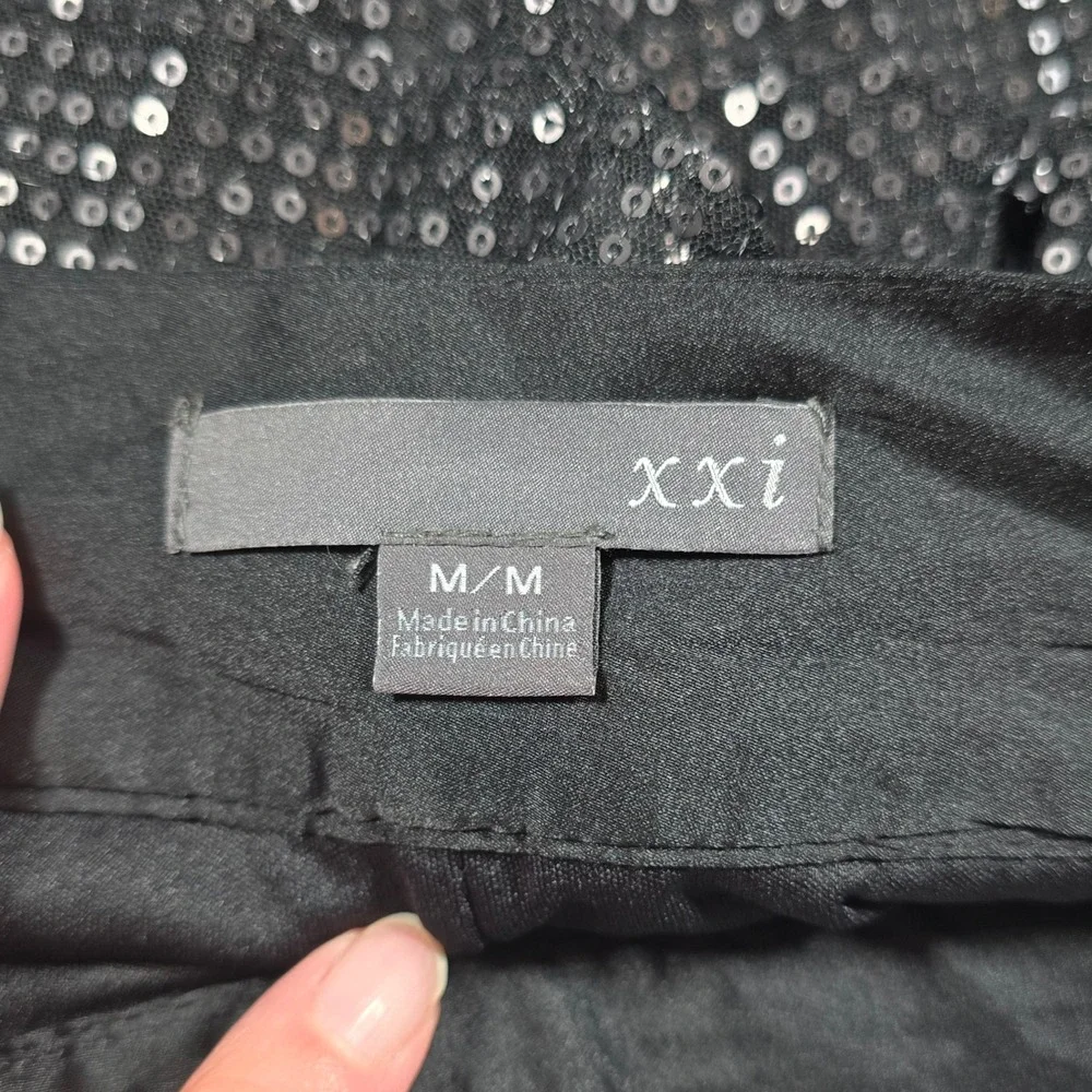 XXI Black Sequin Ruffle Tiered Mini Skirt‎ Party Club Womens Medium
